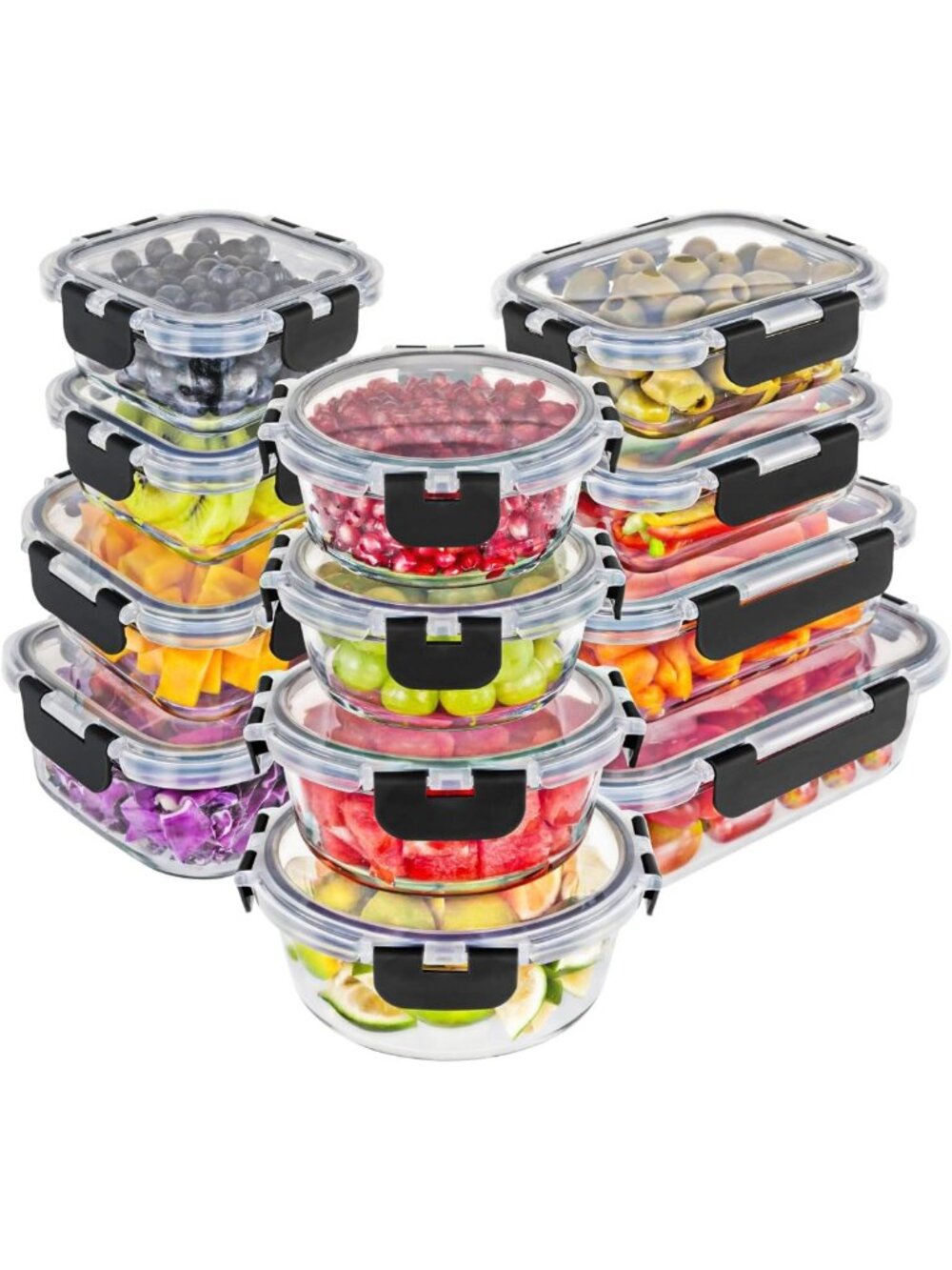 24pc Borosilicate Glass Food Storage Set - Airtight Lids, Meal Prep, BPA-Free